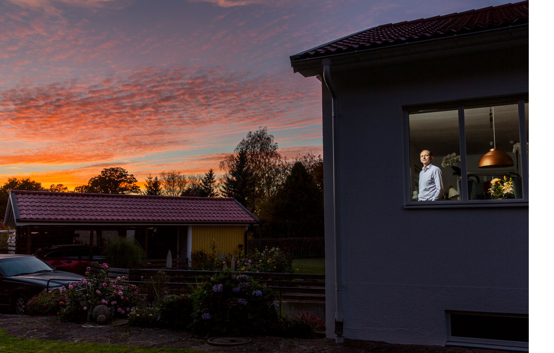 A man looking out the window